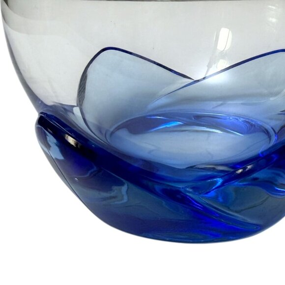 Vintage Bormioli Dessert Bowls Set of 4 Rocco Italy Bouquet Blue Clear Glass - Picture 6 of 6